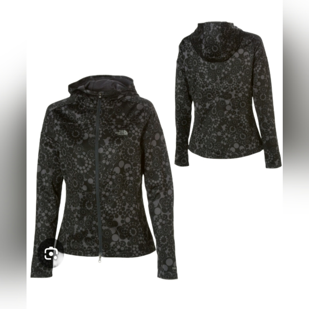 The North Face Black Floral-Print Hooded Softshell Jacket